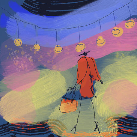 Lady goes into the night